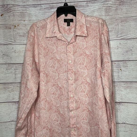 Club Room Luxury 100% Linen Men's Elevated Kona Paisley Button Down Shirt - Picture 4 of 10